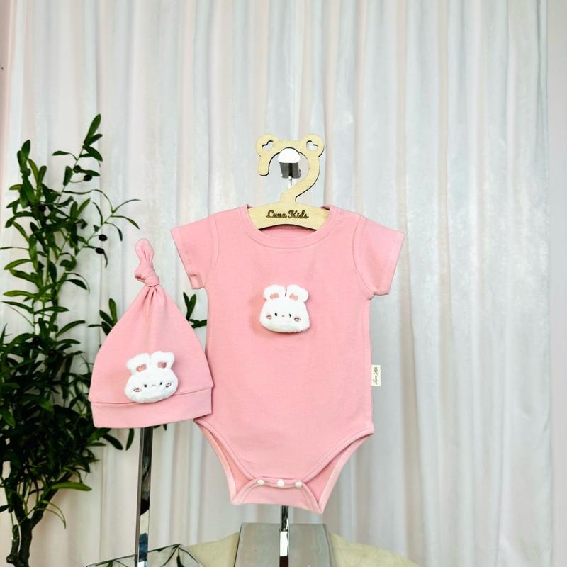 Bộ body chip cộc tay đính hình thú cho bé