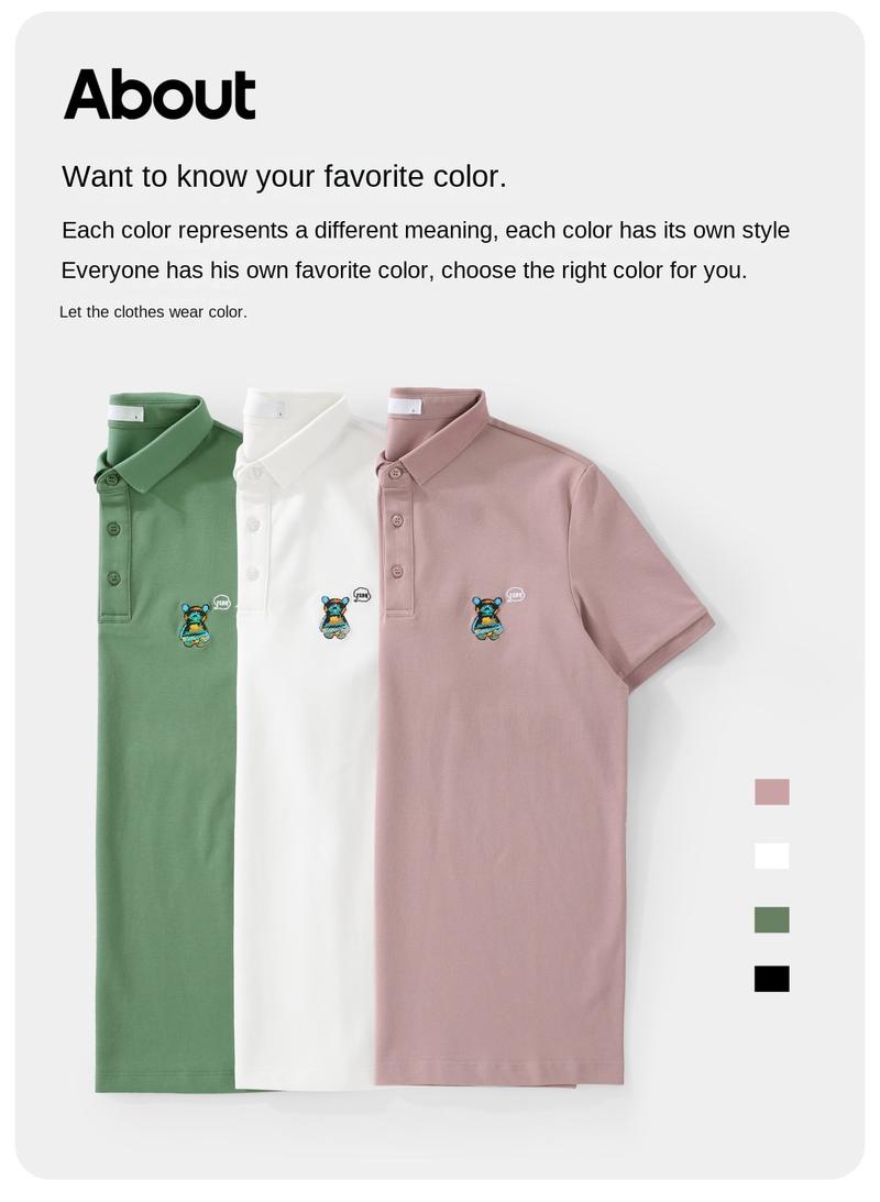 Product Introduction of New Bear Embroidery Polo Shirt Simple Fashion Men's Top 3