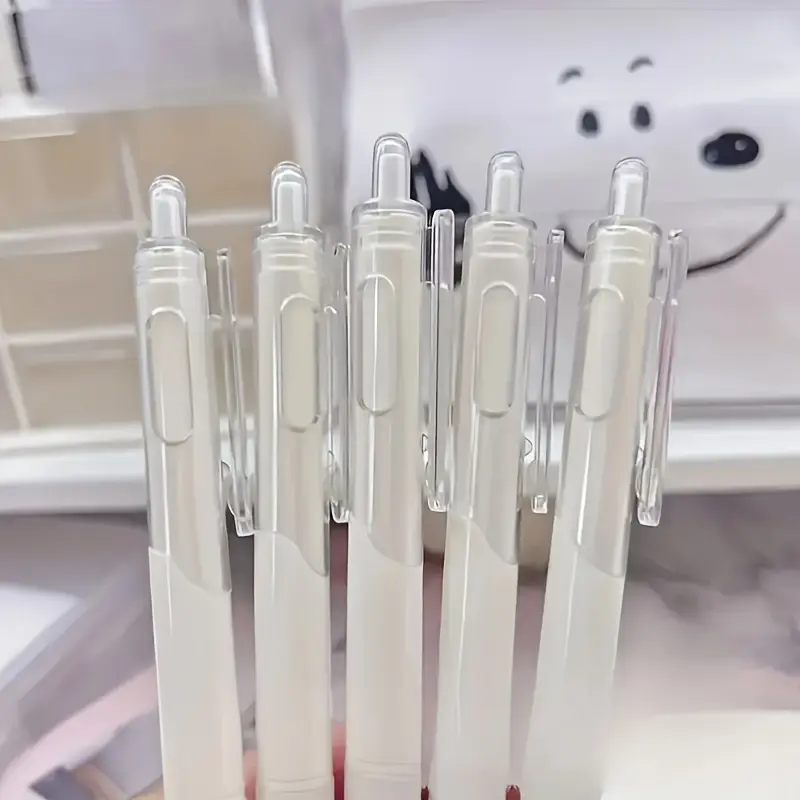 5pcs, Retractable Gel Black Ink Rollerball Pens Office White Pen, Back To School, School Supplies, Kawaii Stationery, Colors For School, Stationery, Writing Pens