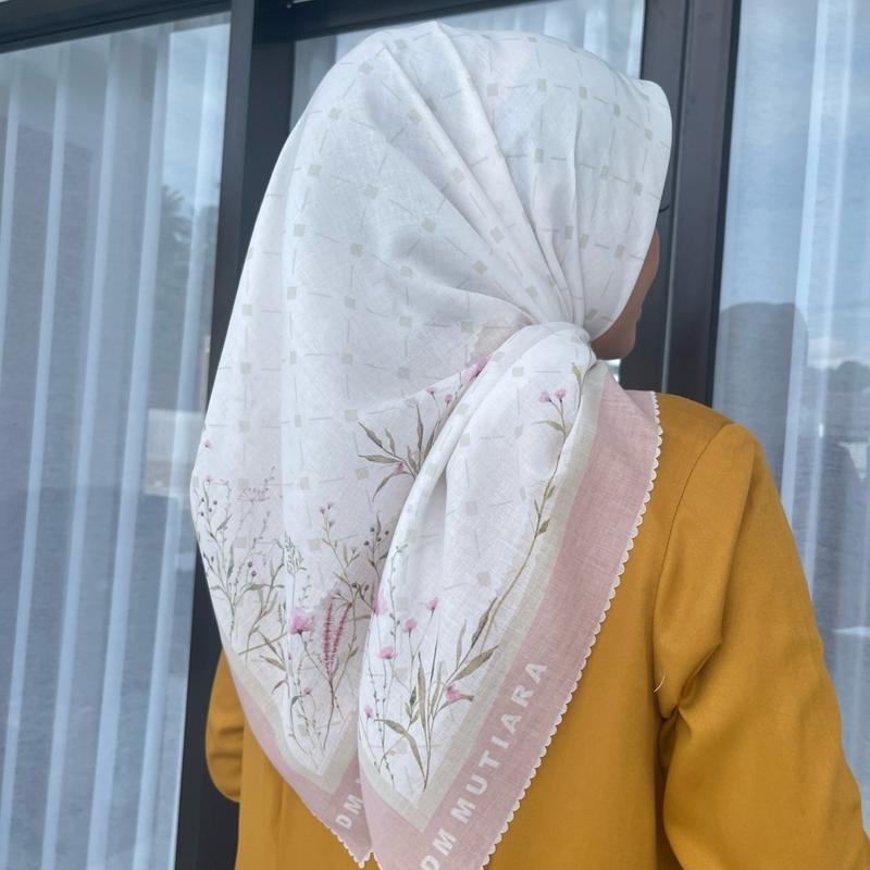 HIJAB jilbab kerudung wanita SEGI EMPAT MOTIF DM MUTIARA VOAL PREMIUM Lembut Muslim Square 5
