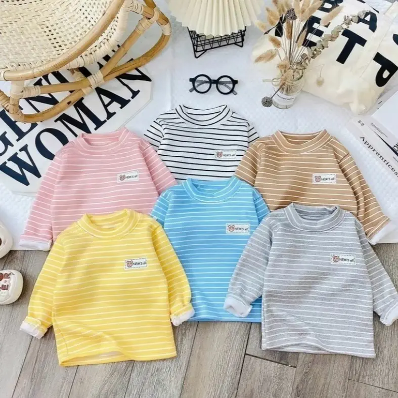 ( COMBO 3 áo cổ lọ ) combo 3 áo giữ nhiệt chất nỉ bông cổ cao 3p bé trai và bé gái . Size 5-15kg 2