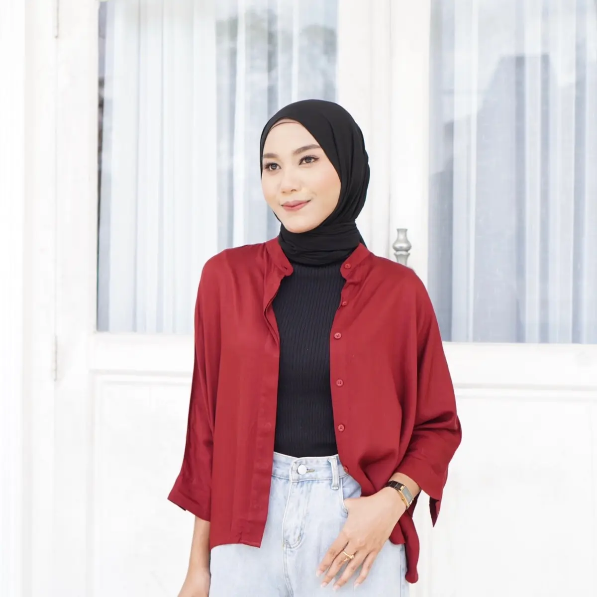 Naomi Shirt | Kemeja Batwing polos Rayon Simple Wanita Nyaman
