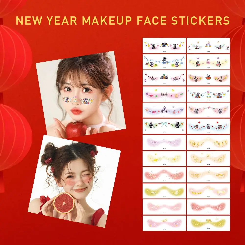 2025 New Year Makeup Face Paste Fashion Holiday Party Face Temporary Tattoo Stickers