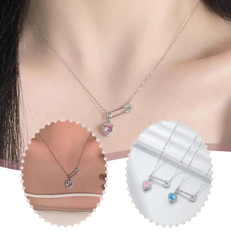 Vòng Cổ Mặt Dây Chuyền Trái Tim, Ghim An Toàn Cho Nữ, Thời Trang, Cá Tính, Vòng Cổ Ghim Sang Trọng, Nhẹ, M2E8 0