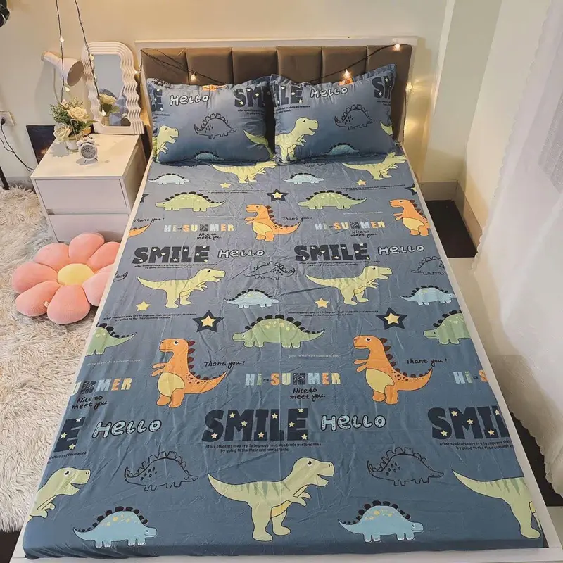 Bộ 3 Món Ga Gối Cotton Poly 1m2, 1m4, 1m6, 1m8, 2m2, Ga Đệm KTX, Drap Giường 4 Mùa (Bo Chun Miễn Phí)