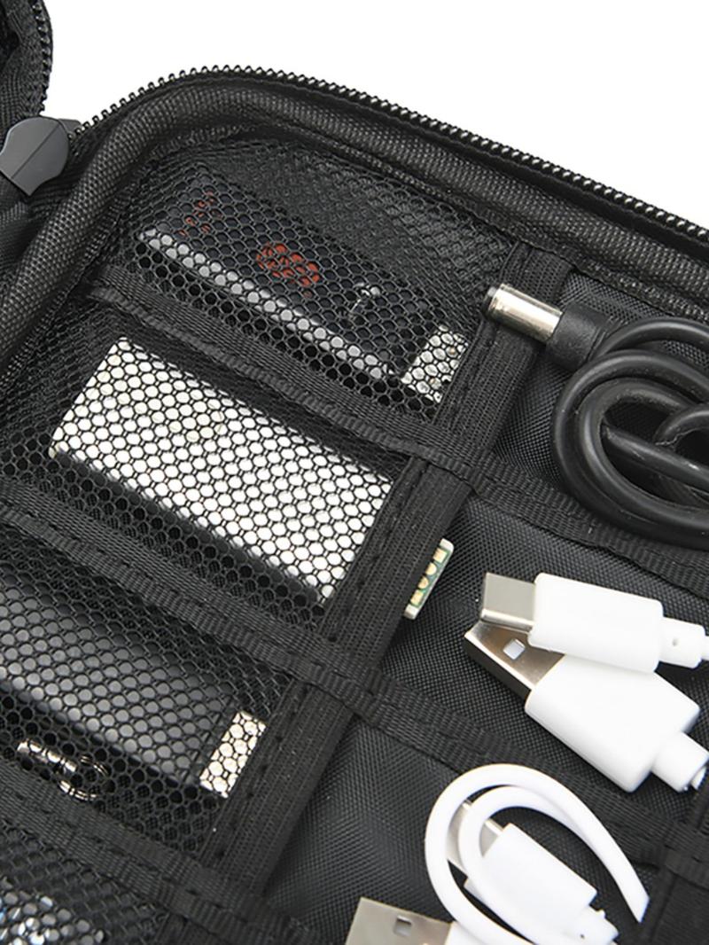 Product Introduction of Solid Color Multi-grid Travel Organizer, Durable Anti-scratch Data Cable Storage Bag, Travel Organizer for Work, Business Trip, Daily Life 8