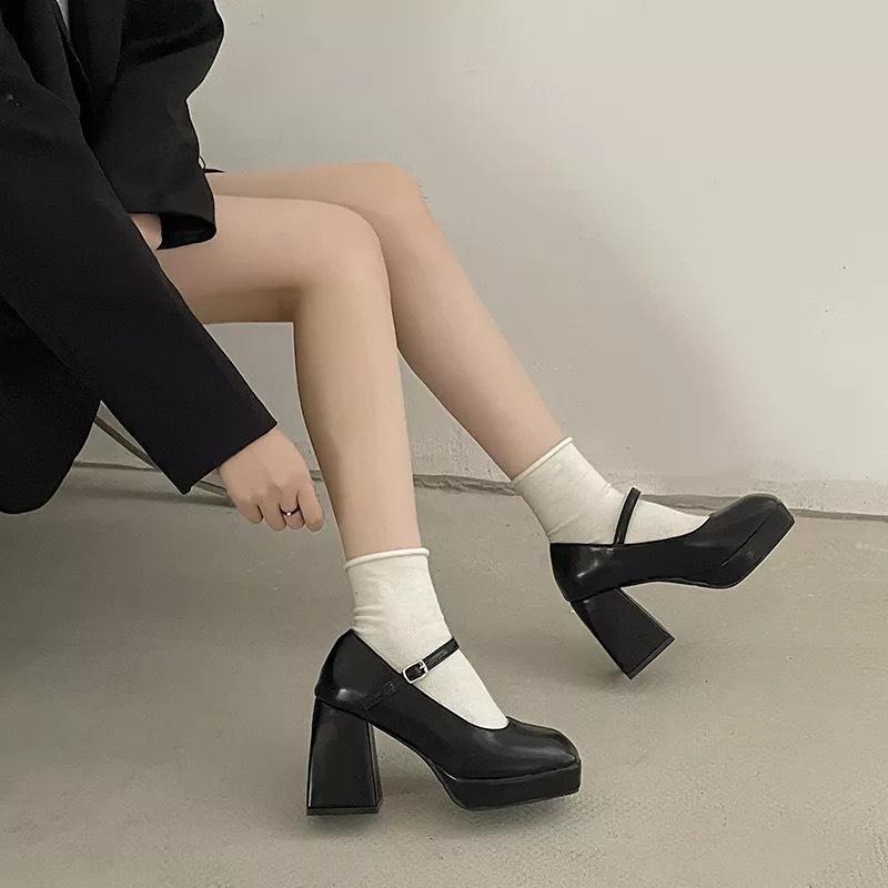   LÙI 1 SIZE Giày Cao Gót Đúp Kín 10 Phân Chất Mềm Fom 1.5 Lùi 1 Size Nữ Shoes giày  lolita Jean 