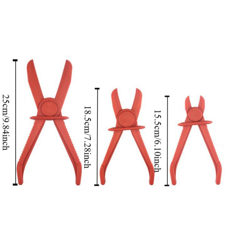 3 pcs Red Plastic Clamp Pliers Tool Brake Pipe Water Line Clamp Pliers Pliers Hose Tube Line Clamps Pinch Pliers Repair 2