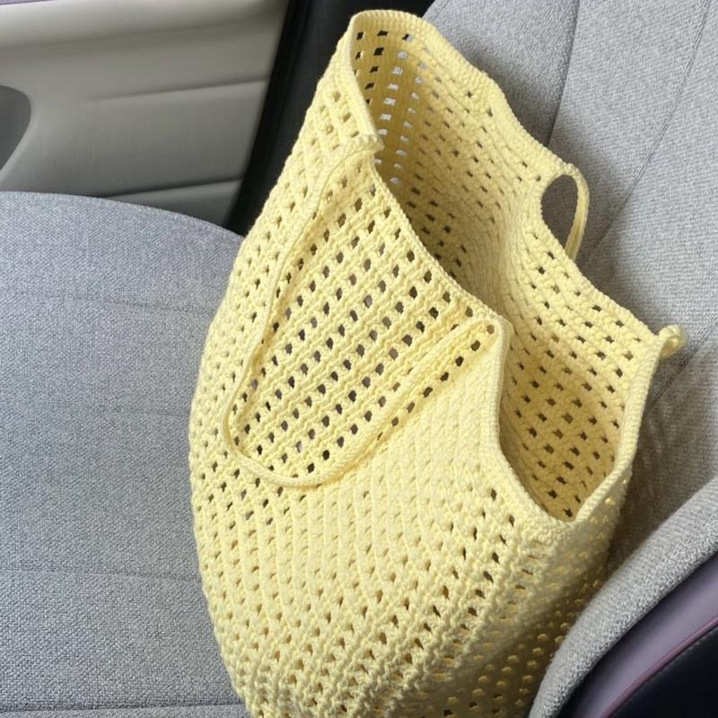Product Introduction of [Store Hot Sale] Summer Waffle Knit Bag DIY Handmade Yarn Material Summer Fresh Photo Shoot Gift for Best Friend 3