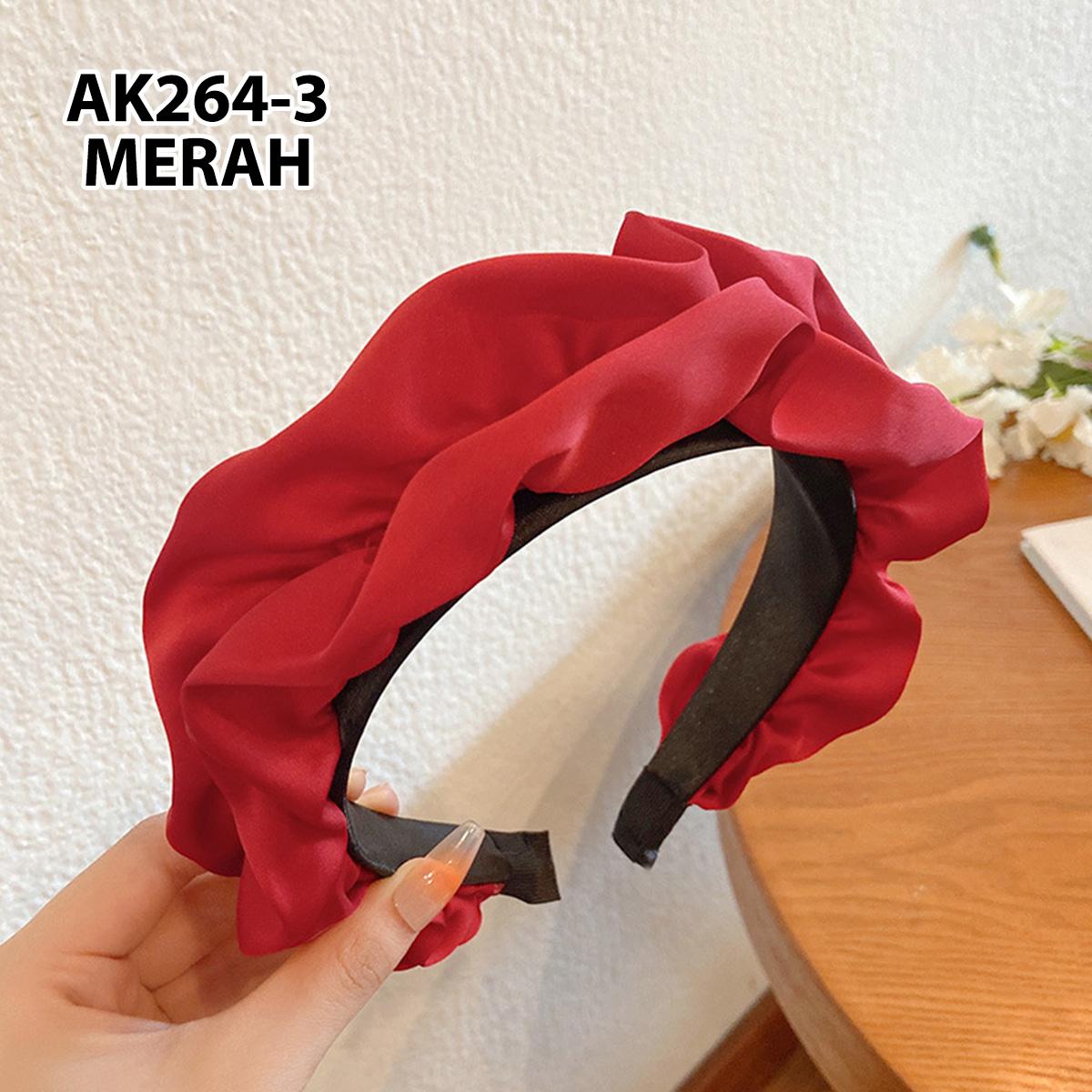 Minzo Bando Scrunchie Wanita Korea Motif Polos Bandana Headbands Kerut Ruffle Aksesoris Hiasan Rambut Dewasa Lucu