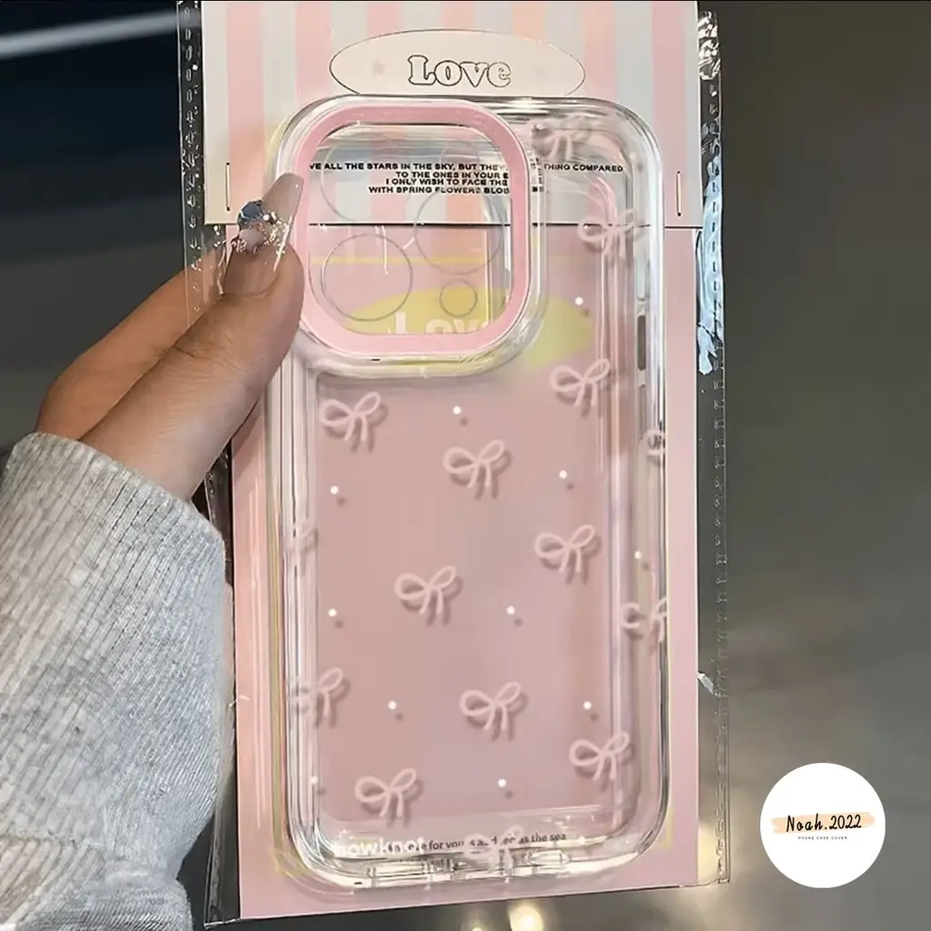 Cho iphone 17 pro max chính hãng Ốp Điện Thoại Tương Thích Cho IPhone air 11 15 12 14 16 13 17 Pro Max 7 8 17 Plus XR X XS Max SE 2020 Ốp Mềm Hình Nơ Hoa Trong Suốt Tình Yêu Có Vòng Tay