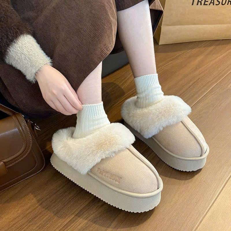 Sục bông nữ cổ lông dập chữ PATTI DUCK Đế Siêu Nhẹ Cao DéP Slipper Có Quai Women