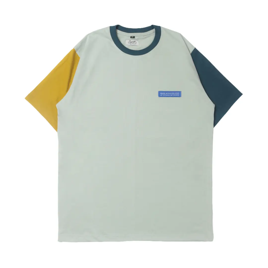Samee Colourblock T-shirt | kaos kombinasi Samee Seafoam Combed Lembut Pria Oversize Distro Unisex Tebal