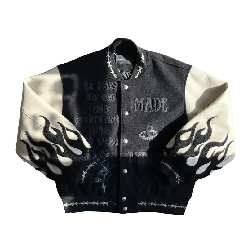 Áo Varsity Jesus full thêu MadeExtreme B03 Buivintage, vải dạ dày dặn tay da cao cấp.