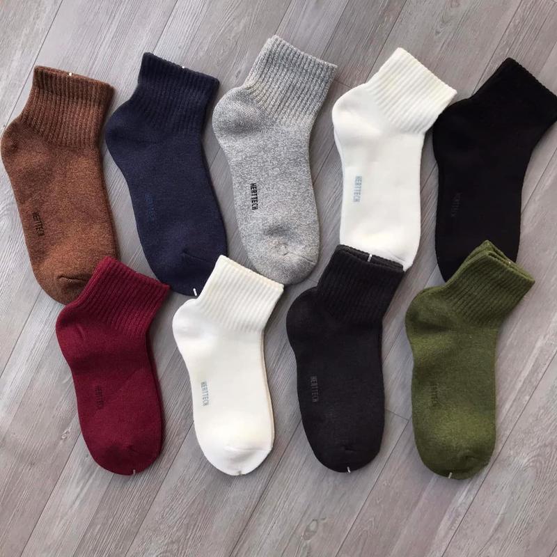  Tất vớ giữ nhiệt Heattech Uni cổ lửng nam nữ chất liệu cotton mềm mịn thoáng khí giữ ấm 