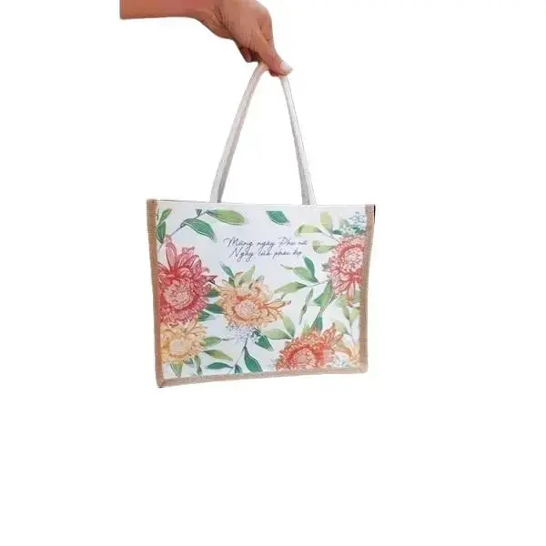 Túi cói hoa siêu xinh - Hàng khuyến mãi Unilever 32X26X12cm Bag Nữ Tote Chữ Nhật