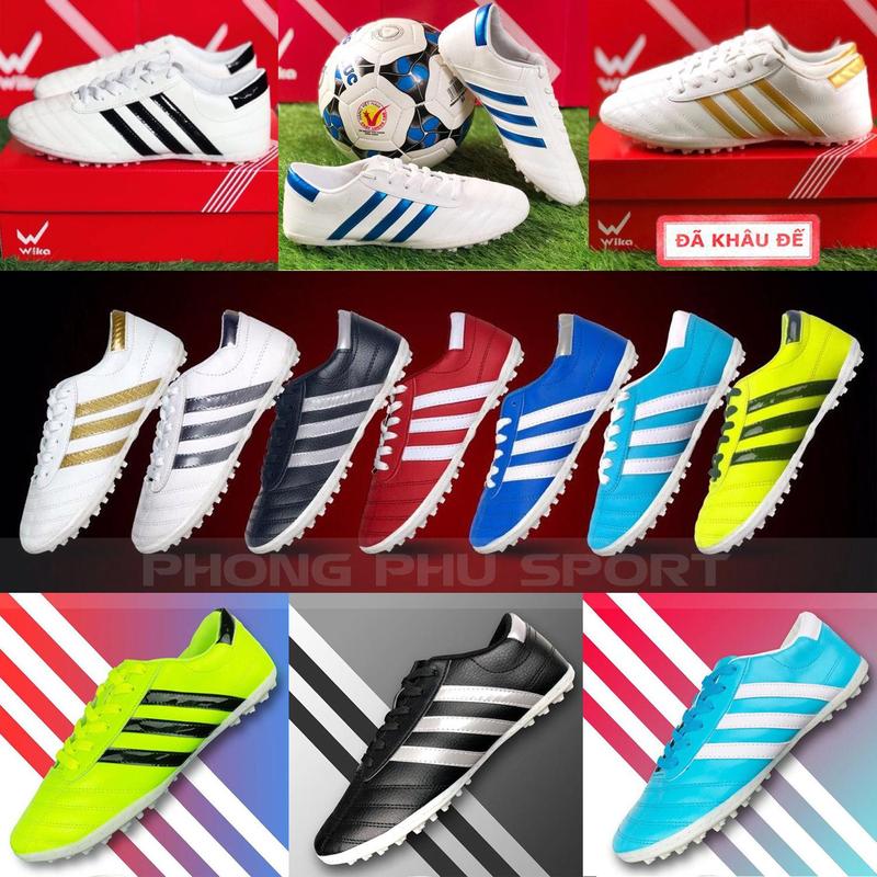 Giày bóng đá phủi WIKA 3 sọc CT3 đế thấp TF ( giầy đá bóng đá banh 3 sọc sân cỏ nhân tạo WIKA ba sọc )
