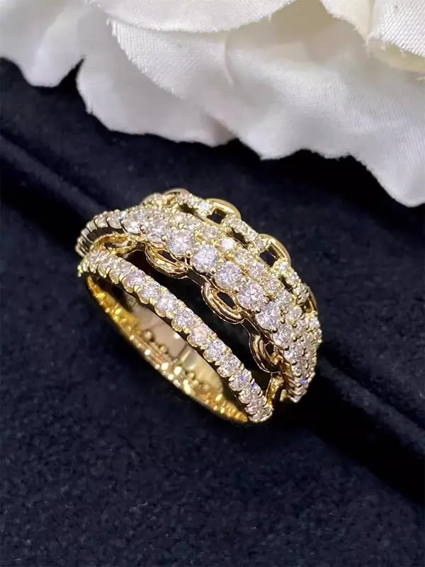Women's Elegant Rhinestone & Hollow Out Decorated Multi-layered Ring, Exquisite Trendy Ring, Fashionable Jewelry for Women As Gift 5