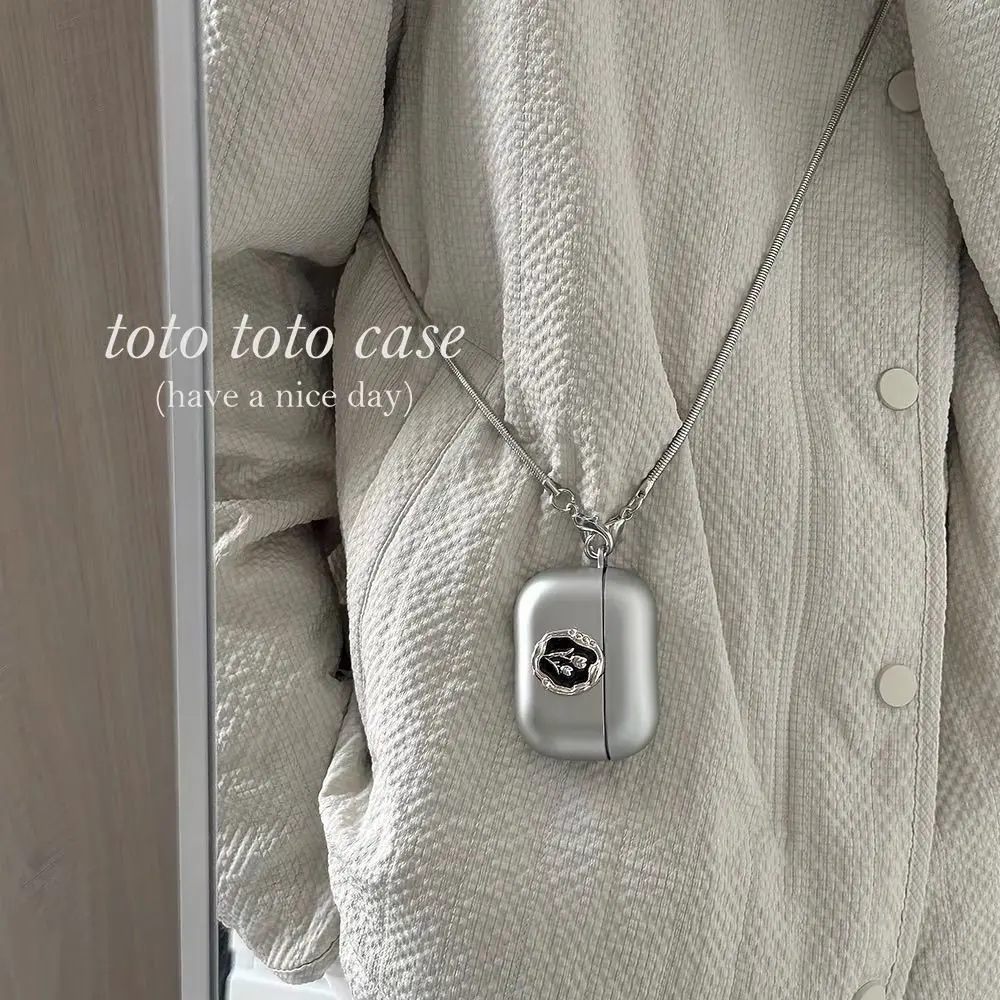 Vỏ Bảo Vệ Tai Nghe AirPods Pro, Thiết Kế Hoa Tulip Cổ Điển Độc Đáo INS, Màu Bạc Đeo Chéo, Áp Dụng Cho Thế Hệ Airpods3 Của Apple, Tương Thích Với Apple 2
