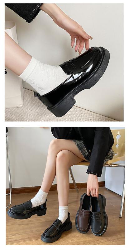 Product Introduction of Black Soft Girl Leather Shoes Women's British Style 2023 Autumn New All-Match Flat Japanese JK Uniform Flat Pumps 9