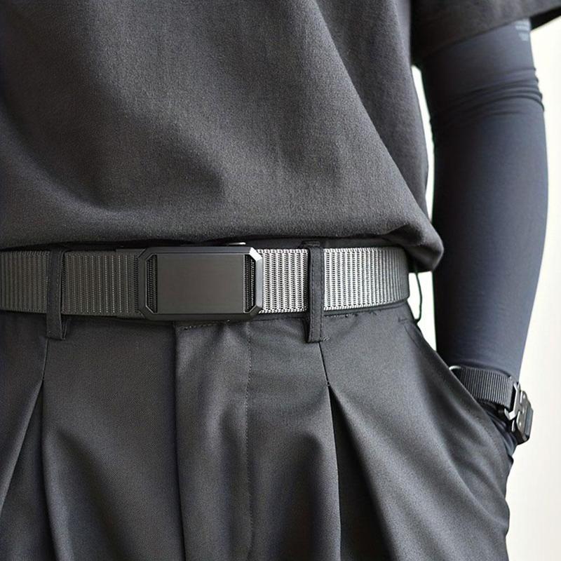 Product Introduction of Casual Men's Belt Canvas Belt Toothless Automatic Buckle Tactical Belt Training Belt Military I1M6 33