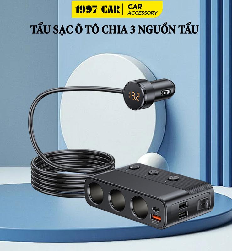 Bộ Chia Tẩu Sạc Ô To C28 VERSION 7 Hỗ Trợ Cổng Sạc Nhanh Type C 30W và QC3.0 – Công Suất 127W Phụ Kiện