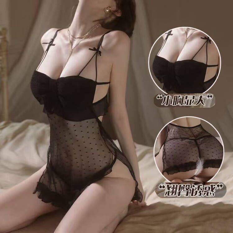 Product Introduction of Sexy Lingerie Sexy Push up Pajamas Small Breast Size Exaggerating Bra Temptation Suspender Skirt Uniform Passion See-through Hollow Clothes 1
