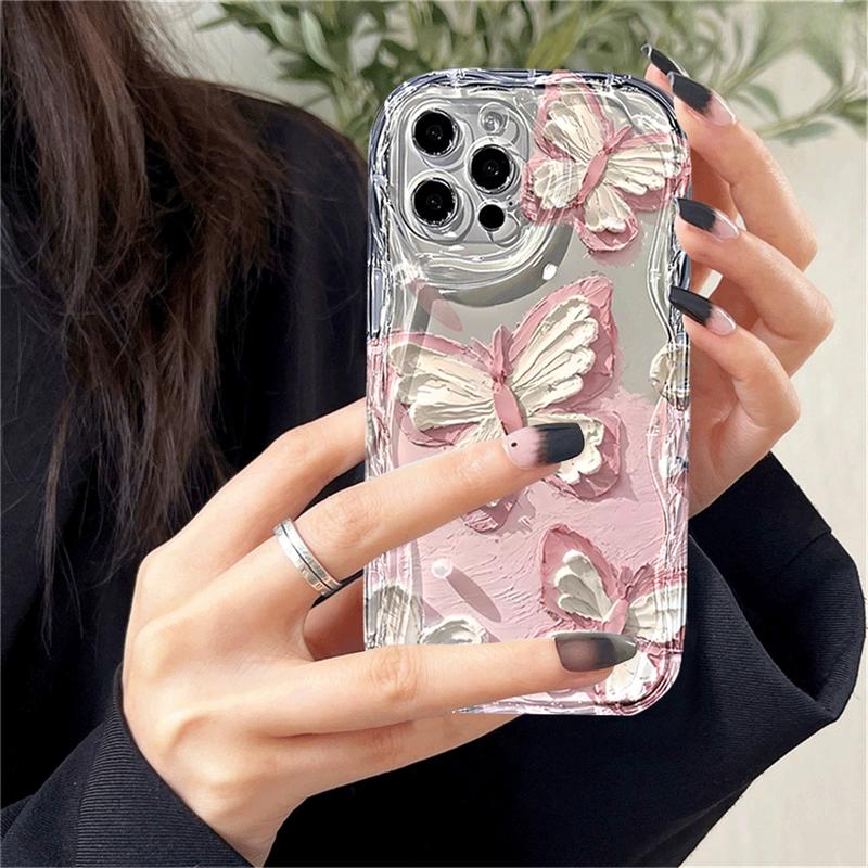 Casing Untuk Oppo A3X A16 A60 A16E A38 A18 A17 A58 A78 A17K A15 A5S A77s A79 A31 A16S A52 A1K A95 A54 A57 A7 A12 A3S A16K A74 A53 A1K A11K A76 F9 Pink Butterfly Bling kupu-kupu Soft Case 6