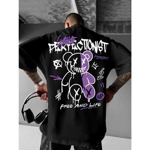 メンズクルーネックアメリカンストリートレタールーズTシャツ