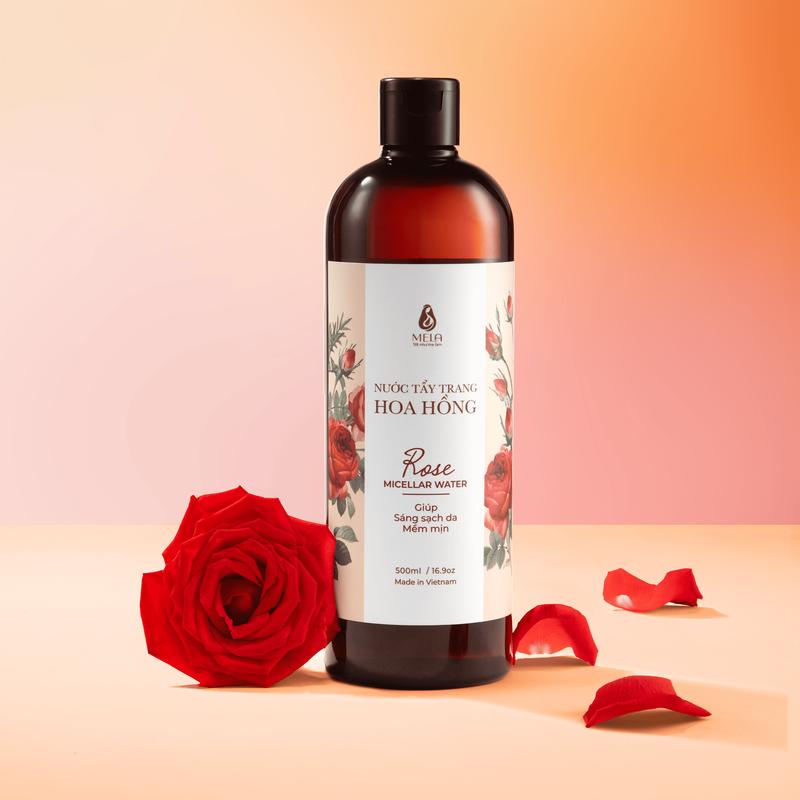 Nước Tẩy Trang Hoa Hồng Mela Giúp Làm Sạch, Loại Bỏ Lớp Trang Điểm, Bụi Bẩn, Dầu Thừa Trên Da, Góp Phần Ngăn Ngừa Mụn Dịu Nhẹ Lành Tính 500ml - ML15