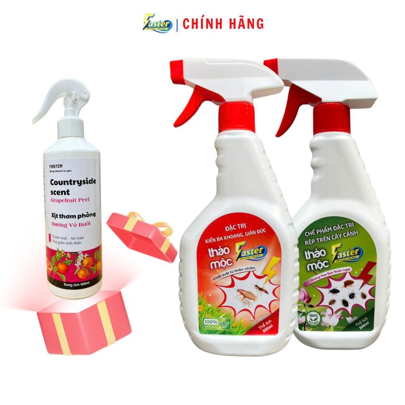 Xịt Kiến Ba Khoang, Gián Đức & Xịt Rệp, Sâu, côn trùng hại cây cảnh sinh học, hương hoa Faster 500ml
