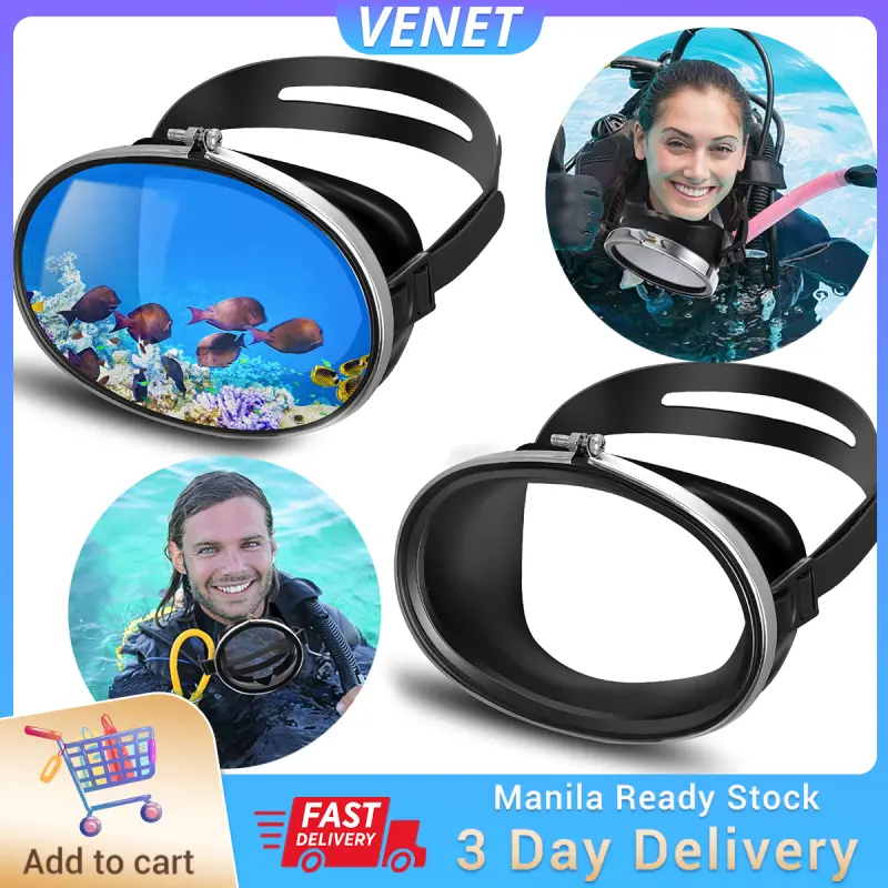 Black Oval Diving Mask Scuba Diving Goggles Tempered Glass Lens Snorkeling Diving Goggles Oval Single Lens Snorkeling Freediving Swimming Mask for Adults