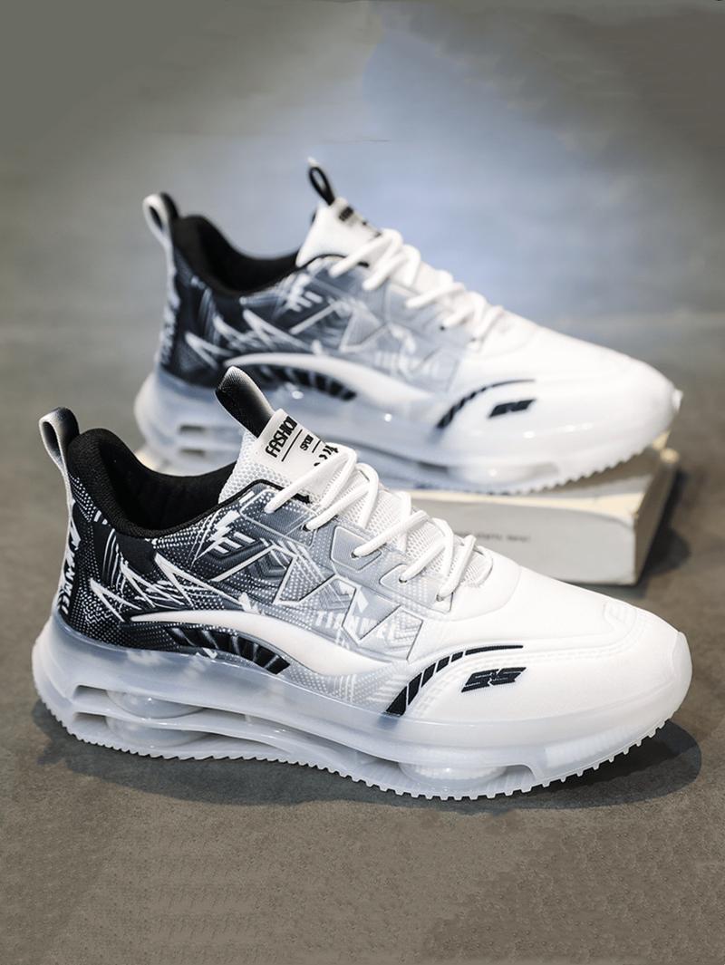 Product Introduction of Fashion Sneakers, Lightweight Sports Running Shoes, Anti-Slip Casual Walking Shoes, Shock Absorbing Athletic Shoes Valentines Training Closed Runner Trainer Boy Footwear Lace Black And White 12