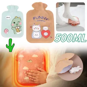 500ML Dino/Kucing Kantong Kompres Air Panas Dingin 500ml 1000ml Hot Water Bag Redakan Nyeri Haid Demam Anti Bocor