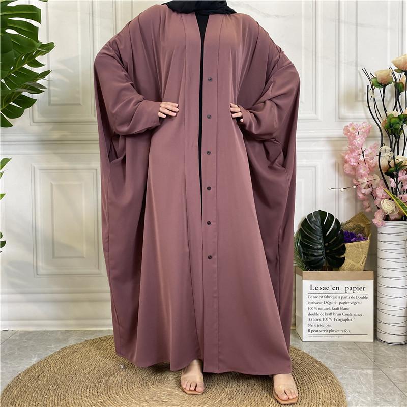 Product Introduction of 2022 New Middle Eastern Dubai Hot Style Solid Color Tie Button Cardigan Robe 1923 11