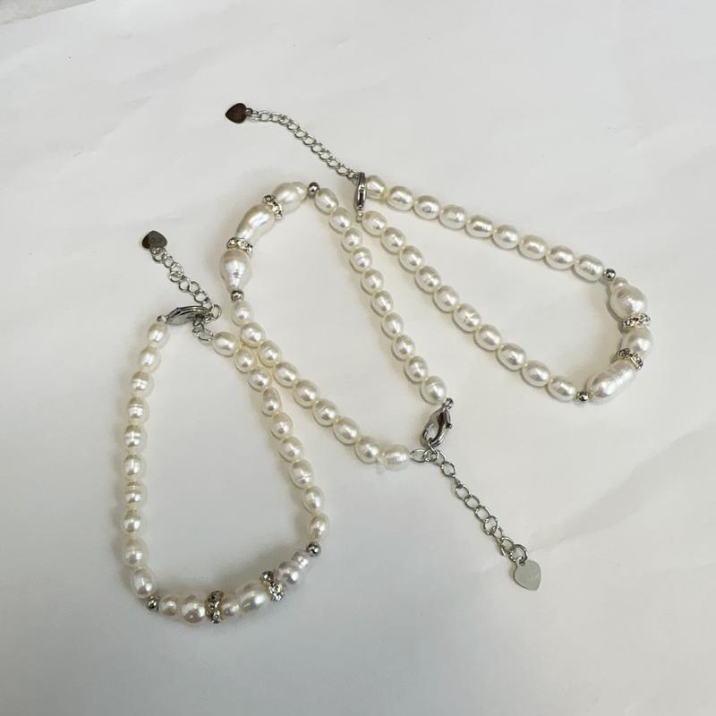 Vòng Tay Ngọc Trai Nước Ngọt, 4-7mm, Bạc Mịn S925, Khóa Thời Trang, Vòng Tay Bạc Sterling, Thiết Kế Cổ Điển Và Đơn Giản 3