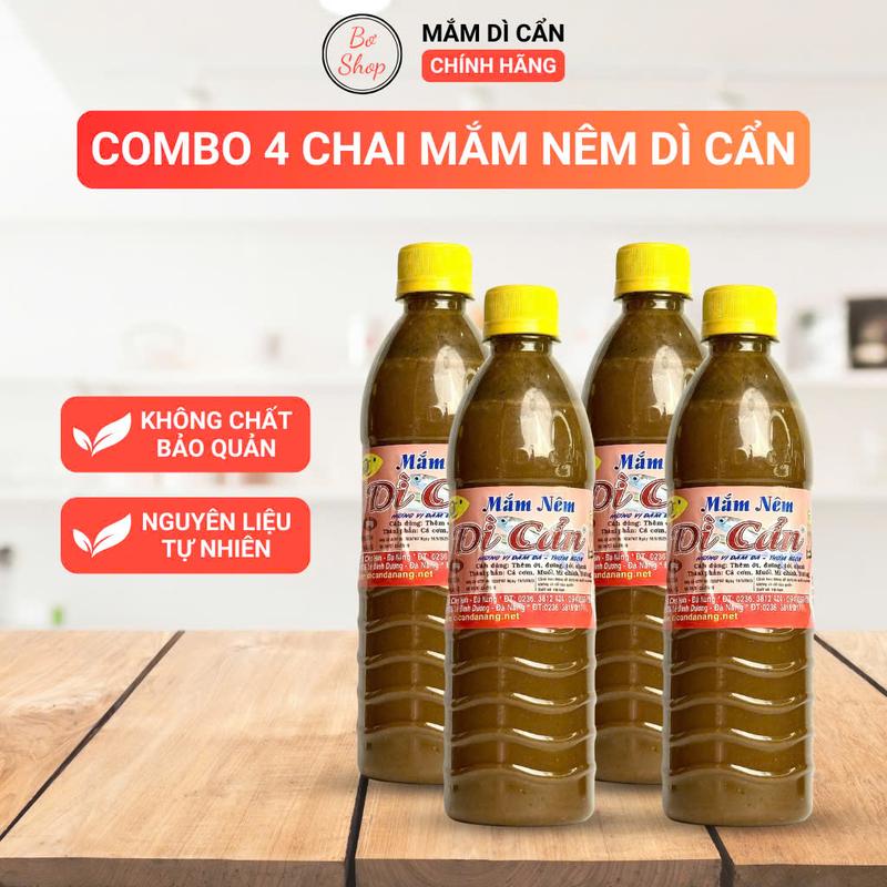 combo 4 chai mắm nêm dì cẩn 500ml - Đặc sản Đà Nẵng thơm ngon Nước Sốt Gia Vị Cay nuoc mam mắm  nêm Chua