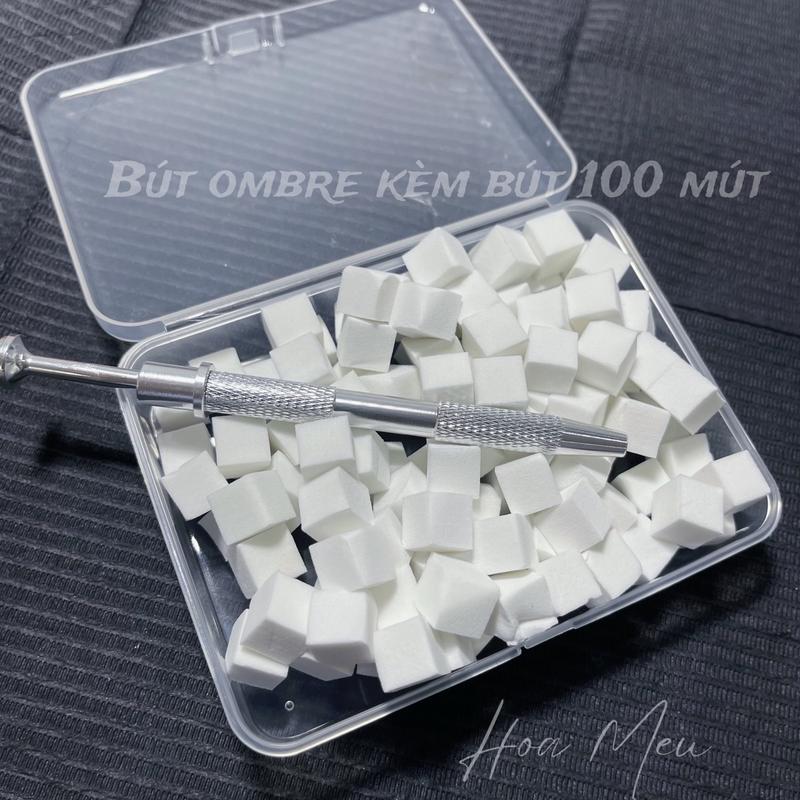  Sét bông mút dặm omber kèm bút kẹp 100miếng làm nail 