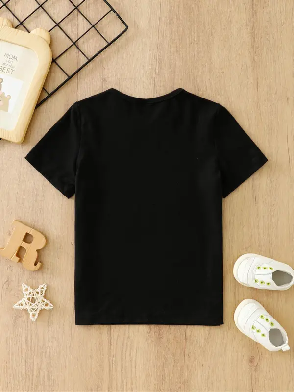 Boy's Letter Print Round Neck Tee, Casual Short Sleeve Crew Neck T-shirt for Summer, Kids Clothes for Daily Wear 1