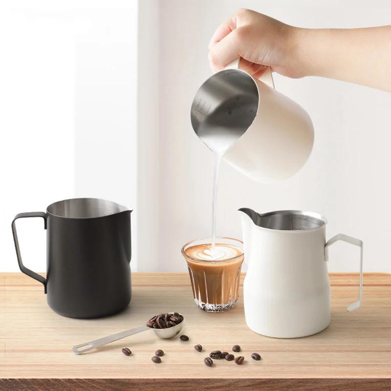 Coffee Milk Frothing Pitcher Jug 304 Stainless Steel With Scale Latte Steam Coffee Paint Process Kitchen Cafe Accessories 2