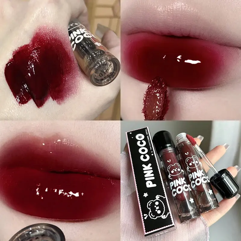 Son Bóng Màu Đỏ, Nước Ép Punk, Thủy Tinh Gương Đen, Son Kem Trong Suốt Nhẹ Như Nước, Son Môi Dạng Lỏng Không dính, Son Kem Màu Nude, Trang Điểm lipstint Nữ Cosmetic Mỹ Phẩm Women