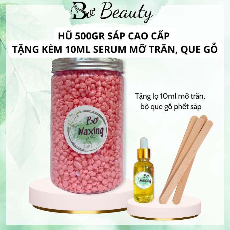 [Mua 1 được 3] Hũ 500gr sáp wax lông cao cấp sữa dừa màu tặng kèm 10 ml serum mỡ trăn và bộ que phết gỗ Kem Waxing