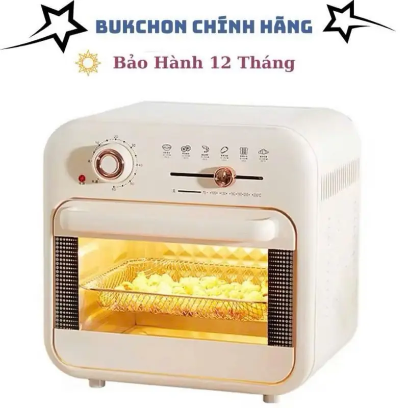 NỒI CHIÊN KHÔNG DẦU BUKCHON cao câp dung tích LỚN 18L Hàn quốc , nút điều chỉnh gạt tay tiện lợi, màu săc sang trọng
