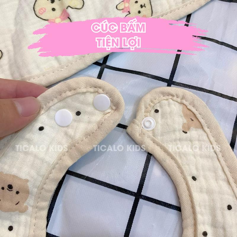 Product Introduction of Yếm Xô Cho Bé - Hình Vuông - Chất Liệu Muslin - Nền Kem Hoạ Tiết Xinh Xắn 7