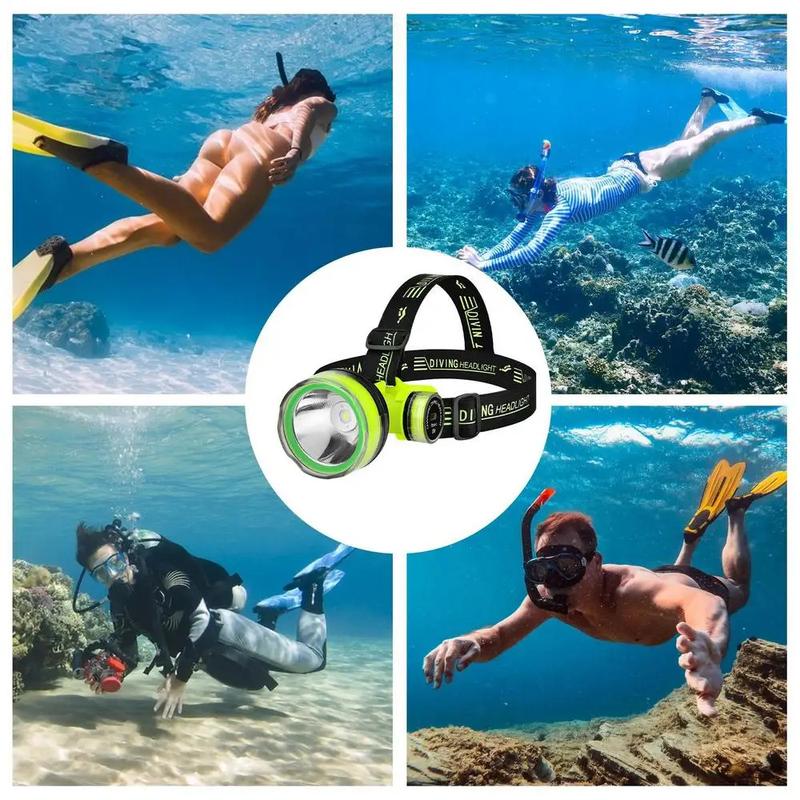 Product Introduction of 【Local】Diving Headlight Rechargeable Professional Flashlight Waterproof Led Fishing Flashlight 1200mAh 28