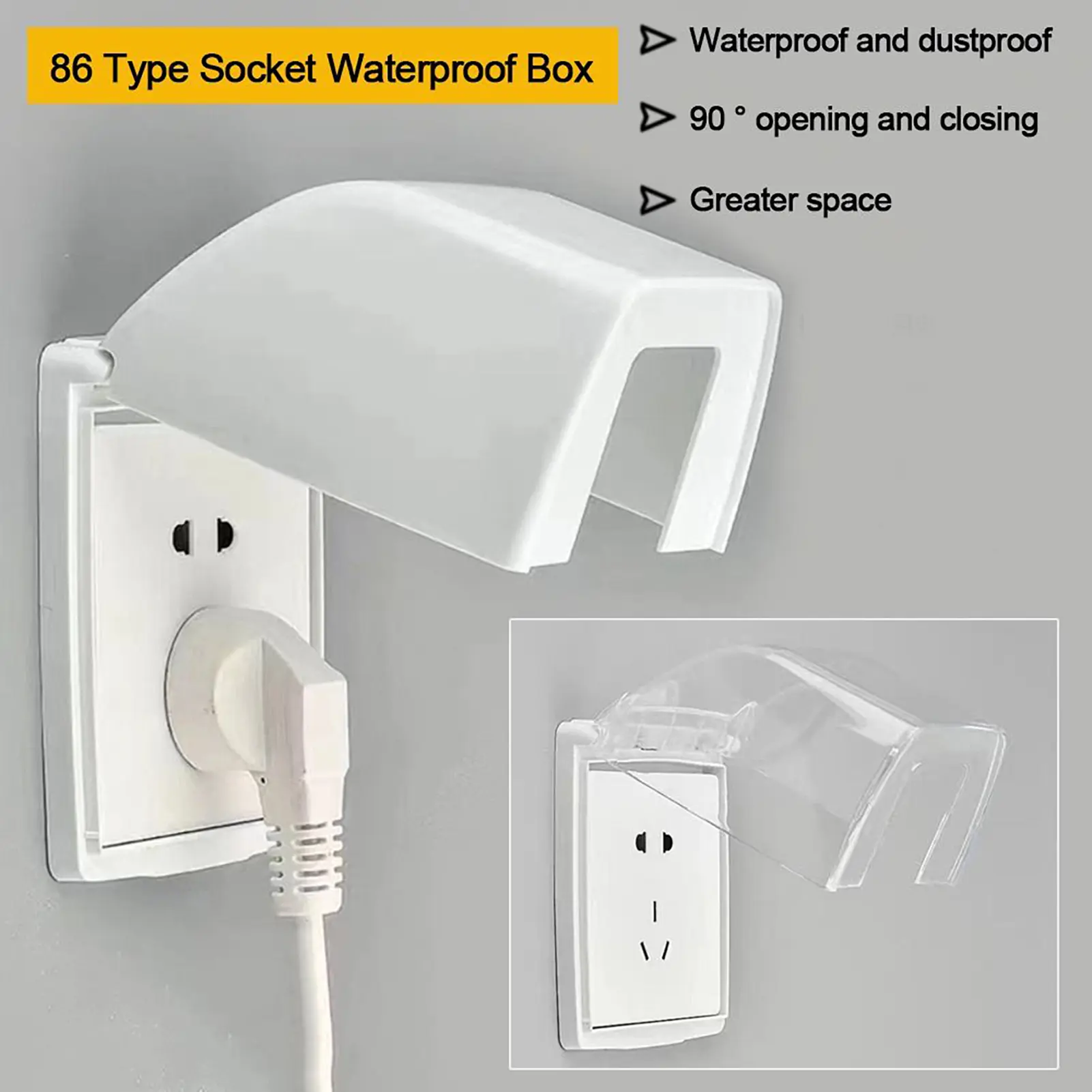Htfrnpo Self-Adhesive Wall Socket Waterproof Box Transparent Design ...