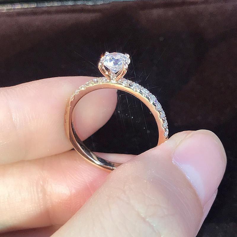 Cincin Titanium Anti Karat Wanita Emas Perak 925 Berlian Imitasi Perhiasan Elegan Wanita. A-05 4
