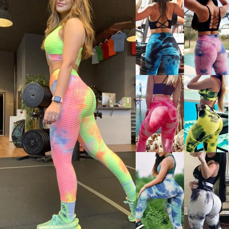 Quần legging bong bóng Ruched nâng mông cho phụ nữ, quần chạy bộ thể dục, eo cao, Chống cellulite, tập luyện, Yoga, cộng với kích thước, thời trang