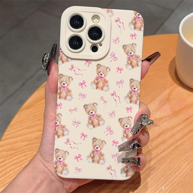 Product Introduction of Cute Bear Pattern Phone Case, Anti-drop Cellphone Protective Case, Total Protective Shockproof Mobile Phone Cover Compatible with iPhone 0