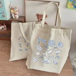 Tas Wanita Terbaru Cewek ,The gentle touch of a canvas bag makes it suitable for all everyday needs, with Blue letter smiley face patterned designs.